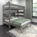 Solid Wood Bunk Bed, L-Shaped Twin over Full Size Bed Frame for Kids, Modern Farmhouse