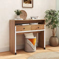 39.5" Expandable Rolling Computer Desk with Monitor Shelf, 2-Tier Desktop, 2 Drawers