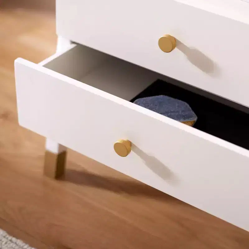 2 Drawer 1 Shelf Accent Table - Navy & Gold, Bayur Wood & MDF, Veneer Top, 19"x15"x24", 44 lb Capacity
