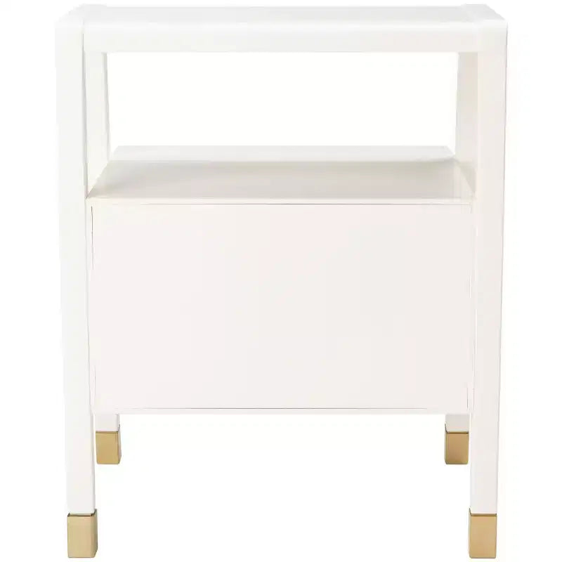 2 Drawer 1 Shelf Accent Table - Navy & Gold, Bayur Wood & MDF, Veneer Top, 19"x15"x24", 44 lb Capacity