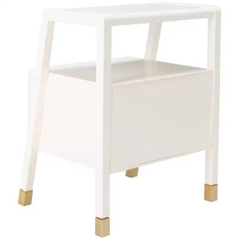 2 Drawer 1 Shelf Accent Table - Navy & Gold, Bayur Wood & MDF, Veneer Top, 19"x15"x24", 44 lb Capacity