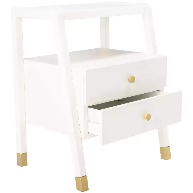 2 Drawer 1 Shelf Accent Table - Navy & Gold, Bayur Wood & MDF, Veneer Top, 19"x15"x24", 44 lb Capacity