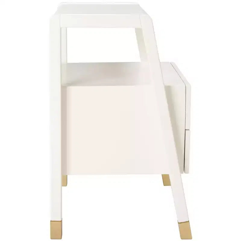 2 Drawer 1 Shelf Accent Table - Navy & Gold, Bayur Wood & MDF, Veneer Top, 19"x15"x24", 44 lb Capacity