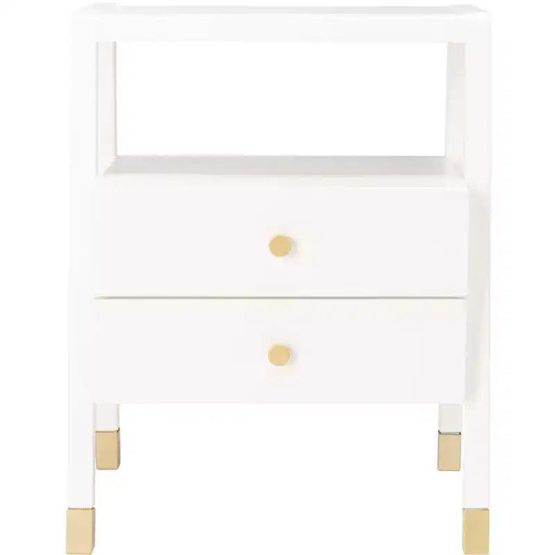 2 Drawer 1 Shelf Accent Table - Navy & Gold, Bayur Wood & MDF, Veneer Top, 19"x15"x24", 44 lb Capacity