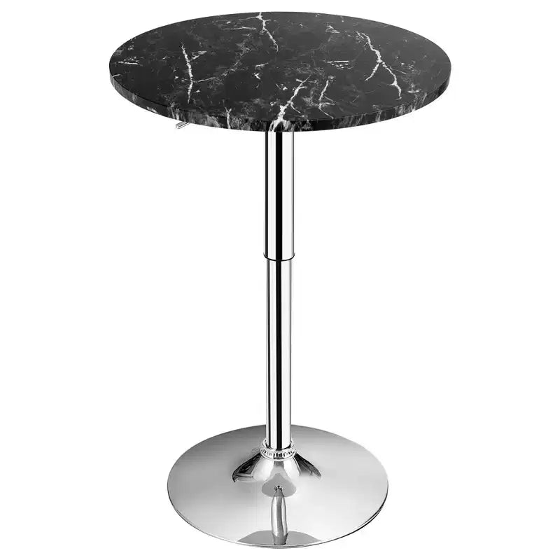 Round Bistro Bar Table Height Adjustable 360-degree Swivel Black