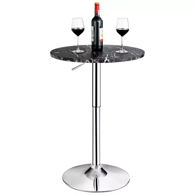 Round Bistro Bar Table Height Adjustable 360-degree Swivel Black