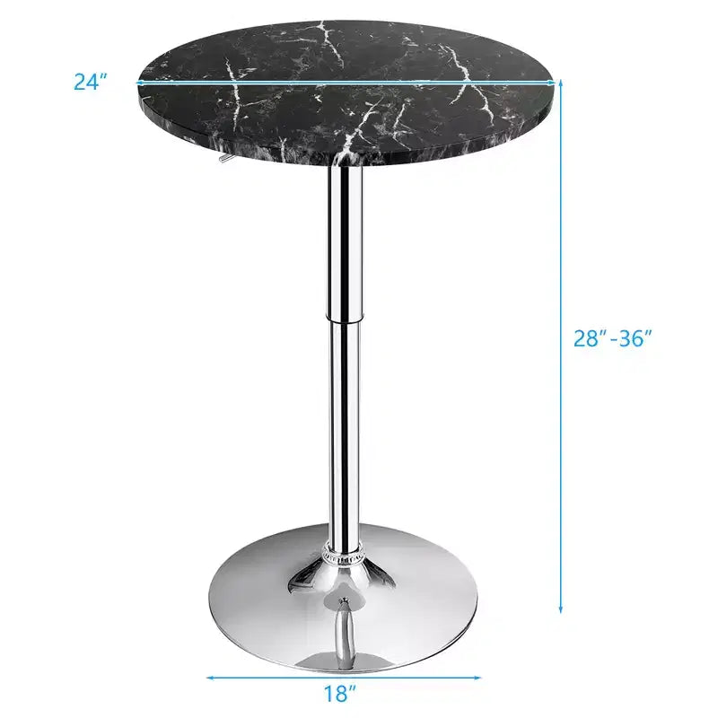 Round Bistro Bar Table Height Adjustable 360-degree Swivel Black