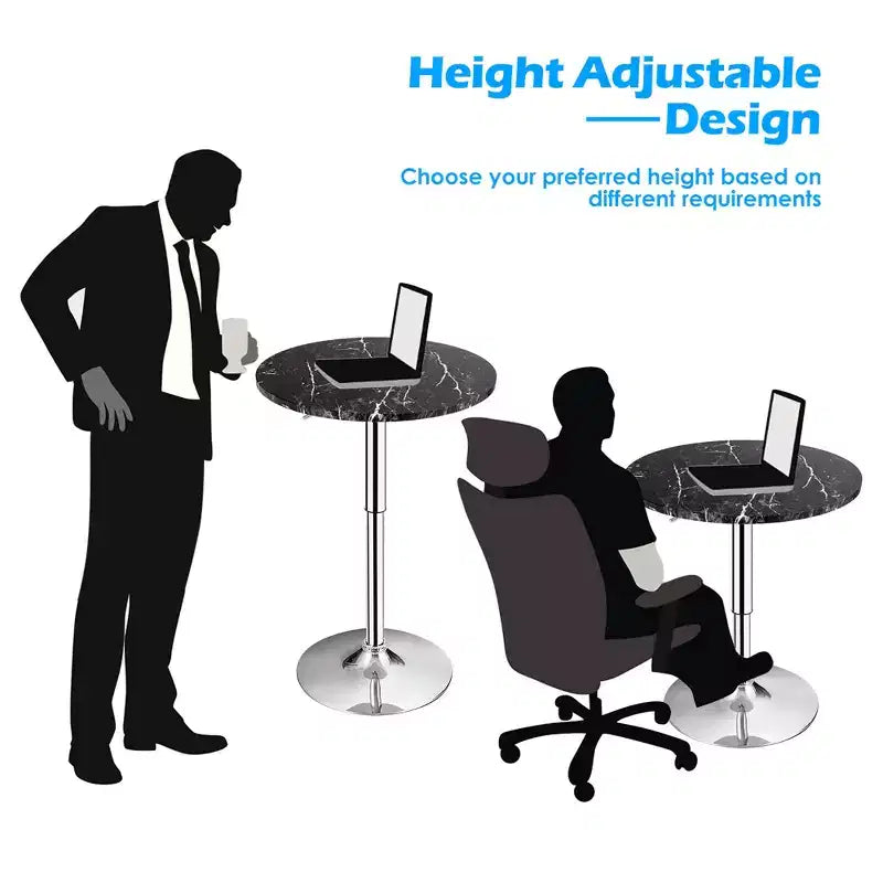 Round Bistro Bar Table Height Adjustable 360-degree Swivel Black